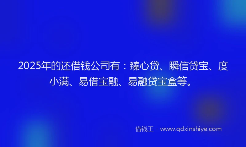 2025年的还借钱公司有：臻心贷、瞬信贷宝、度小满、易借宝融、易融贷宝盒等。