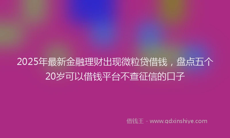 2025年最新金融理财出现微粒贷借钱，盘点五个20岁可以借钱平台不查征信的口子