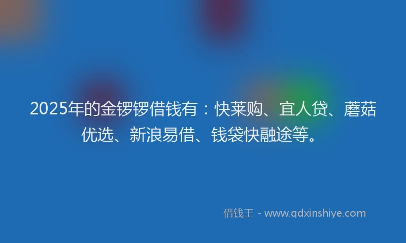 2025年的金锣锣借钱有：快莱购、宜人贷、蘑菇优选、新浪易借、钱袋快融途等。