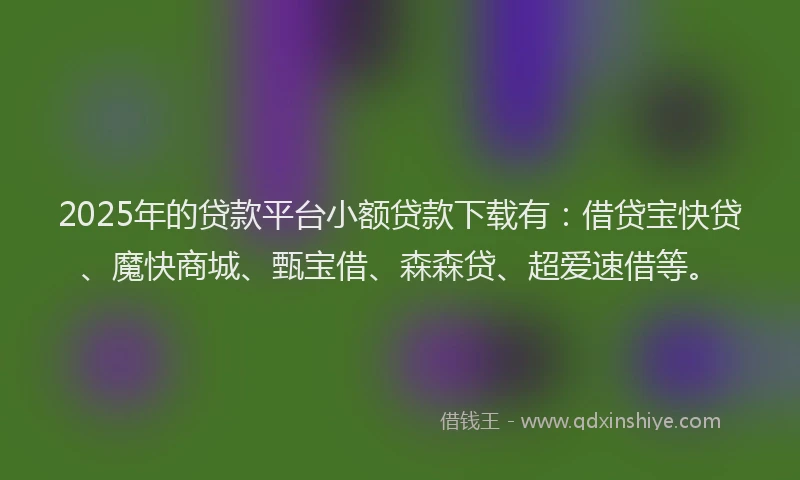 2025年的贷款平台小额贷款下载有：借贷宝快贷、魔快商城、甄宝借、森森贷、超爱速借等。