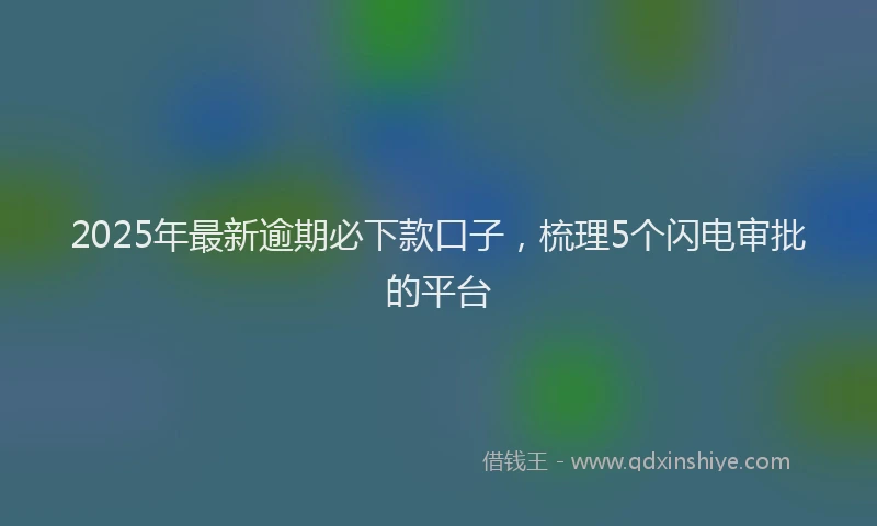 2025年最新逾期必下款口子，梳理5个闪电审批的平台