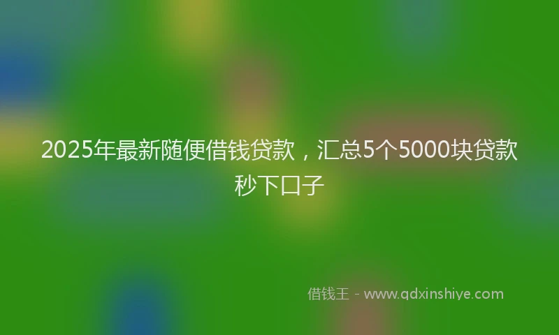 2025年最新随便借钱贷款，汇总5个5000块贷款秒下口子