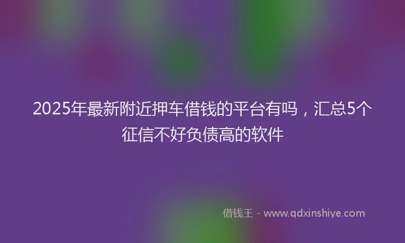 2025年最新附近押车借钱的平台有吗，汇总5个征信不好负债高的软件