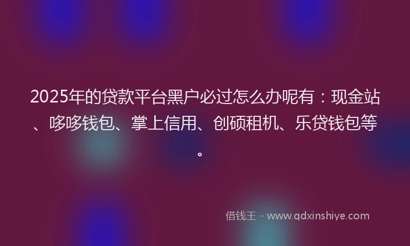 2025年的贷款平台黑户必过怎么办呢有：现金站、哆哆钱包、掌上信用、创硕租机、乐贷钱包等。