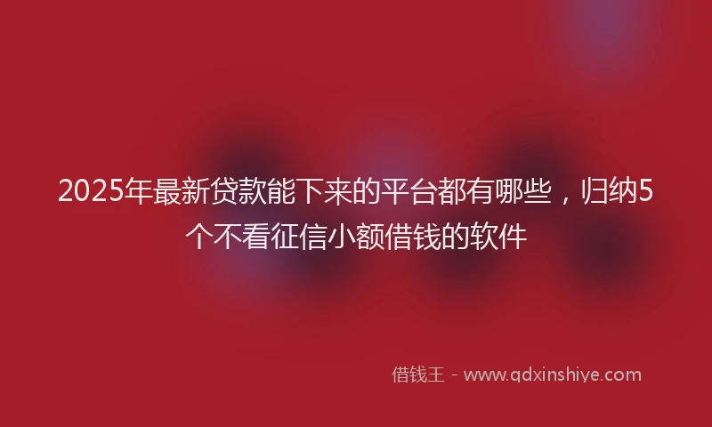 2025年最新贷款能下来的平台都有哪些，归纳5个不看征信小额借钱的软件