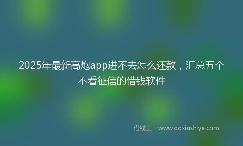 2025年最新高炮app进不去怎么还款，汇总五个不看征信的借钱软件