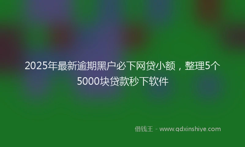 2025年最新逾期黑户必下网贷小额，整理5个5000块贷款秒下软件