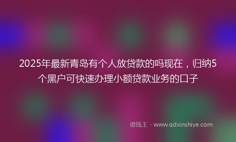 2025年最新青岛有个人放贷款的吗现在，归纳5个黑户可快速办理小额贷款业务的口子