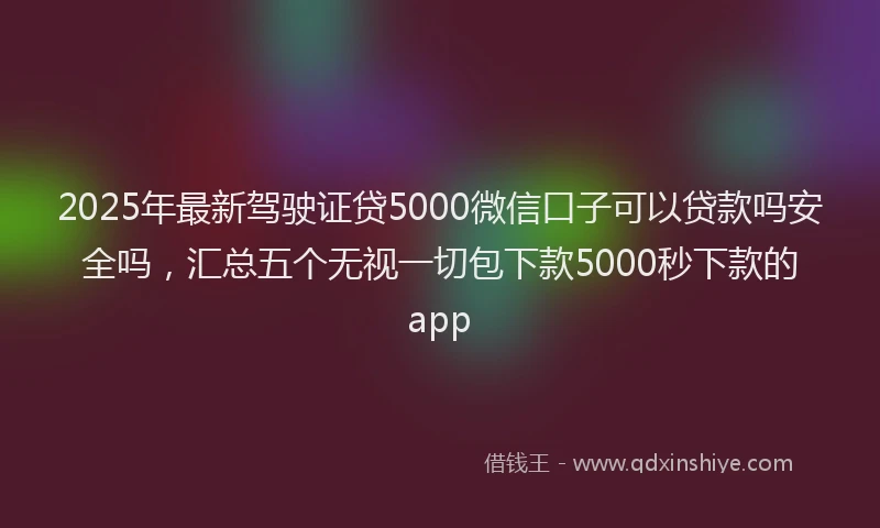 2025年最新驾驶证贷5000微信口子可以贷款吗安全吗，汇总五个无视一切包下款5000秒下款的app