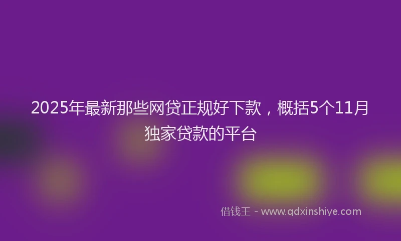 2025年最新那些网贷正规好下款，概括5个11月独家贷款的平台