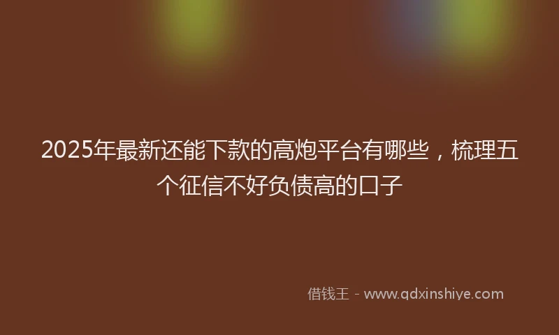 2025年最新还能下款的高炮平台有哪些，梳理五个征信不好负债高的口子