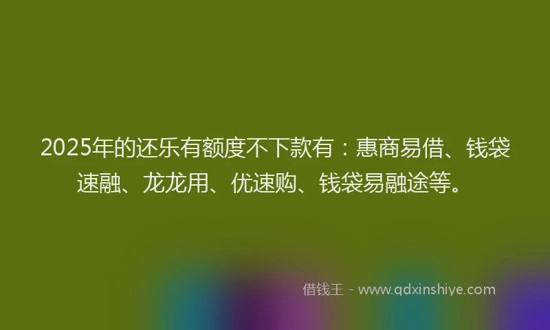 2025年的还乐有额度不下款有：惠商易借、钱袋速融、龙龙用、优速购、钱袋易融途等。