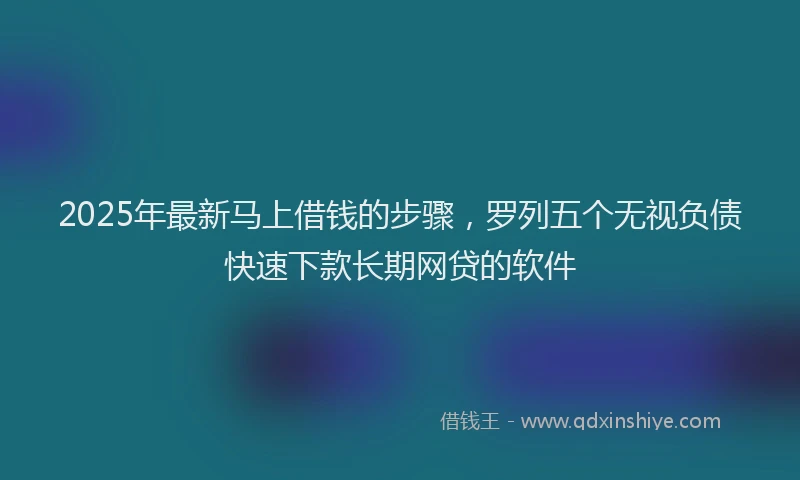 2025年最新马上借钱的步骤，罗列五个无视负债快速下款长期网贷的软件