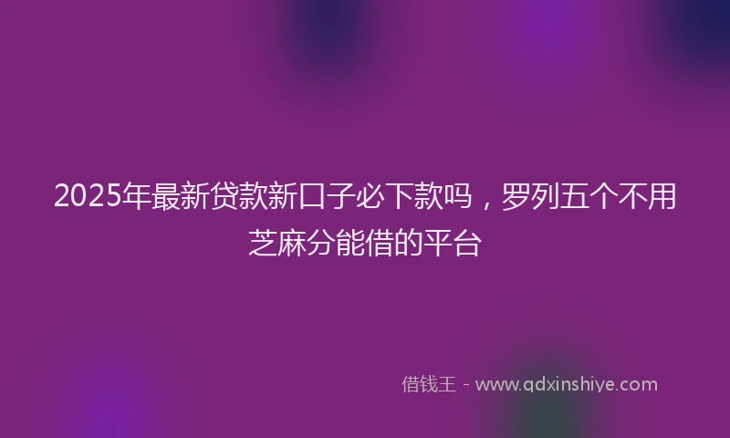 2025年最新贷款新口子必下款吗，罗列五个不用芝麻分能借的平台