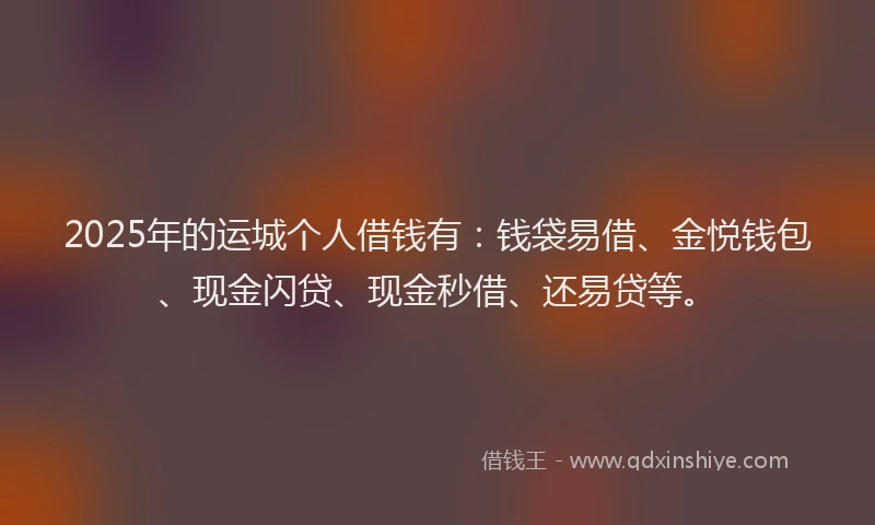 2025年的运城个人借钱有：钱袋易借、金悦钱包、现金闪贷、现金秒借、还易贷等。