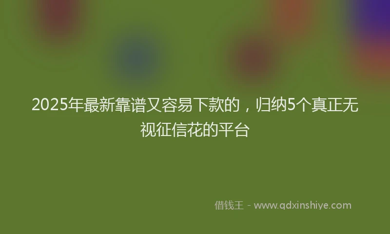 2025年最新靠谱又容易下款的，归纳5个真正无视征信花的平台