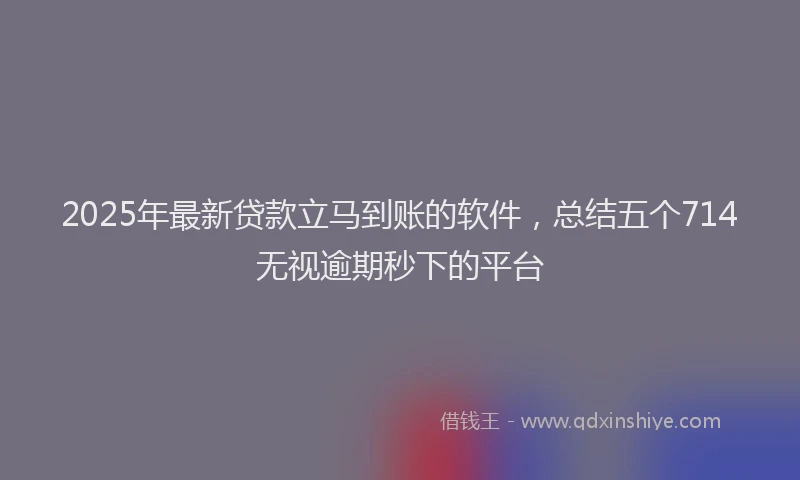 2025年最新贷款立马到账的软件，总结五个714无视逾期秒下的平台