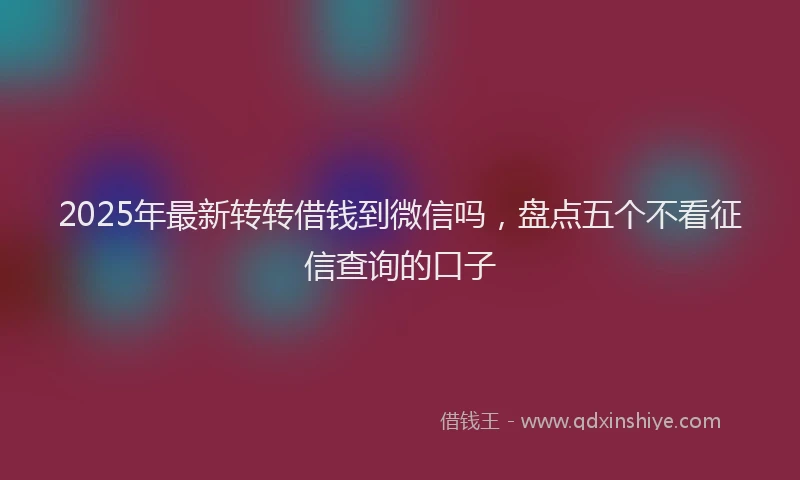 2025年最新转转借钱到微信吗，盘点五个不看征信查询的口子