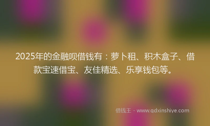 2025年的金融呗借钱有：萝卜租、积木盒子、借款宝速借宝、友佳精选、乐享钱包等。