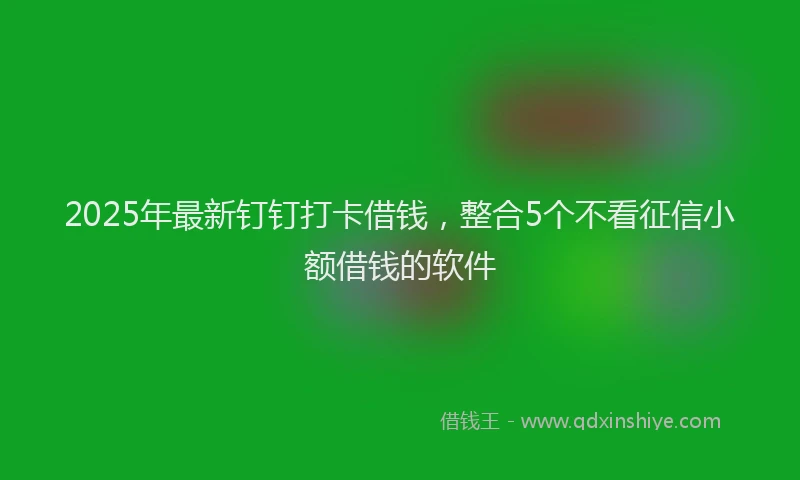 2025年最新钉钉打卡借钱，整合5个不看征信小额借钱的软件