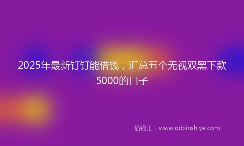 2025年最新钉钉能借钱，汇总五个无视双黑下款5000的口子