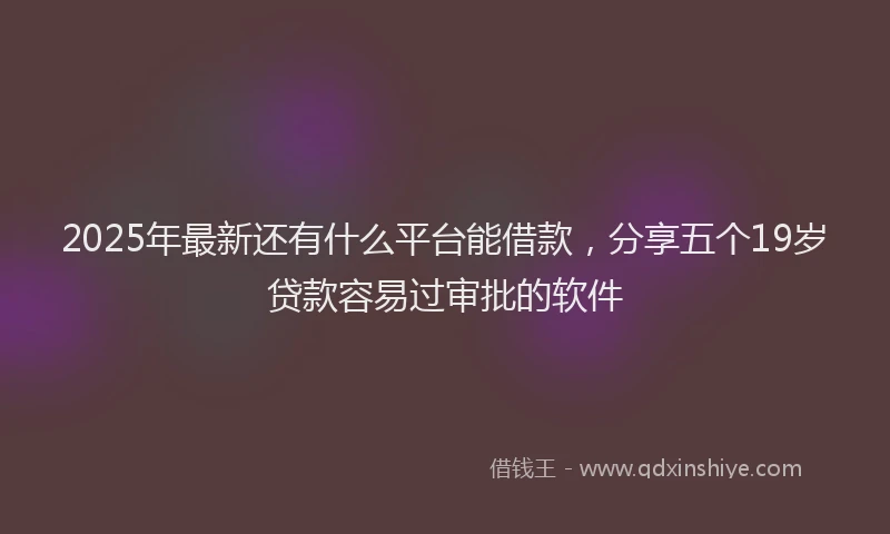 2025年最新还有什么平台能借款，分享五个19岁贷款容易过审批的软件