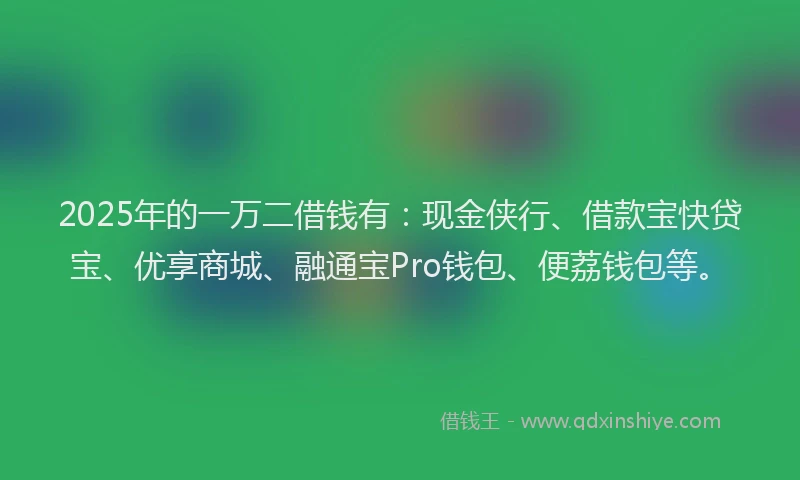 2025年的一万二借钱有：现金侠行、借款宝快贷宝、优享商城、融通宝Pro钱包、便荔钱包等。