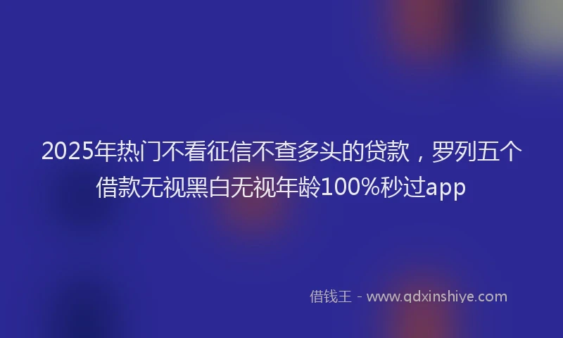 2025年热门不看征信不查多头的贷款，罗列五个借款无视黑白无视年龄100%秒过app