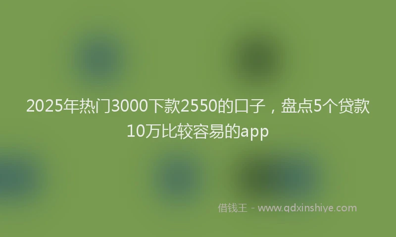 2025年热门3000下款2550的口子，盘点5个贷款10万比较容易的app