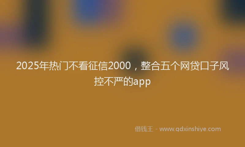 2025年热门不看征信2000，整合五个网贷口子风控不严的app