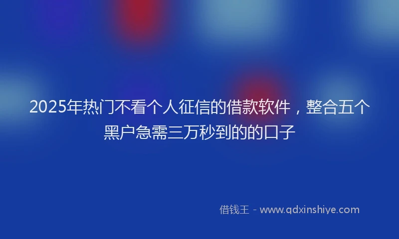 2025年热门不看个人征信的借款软件，整合五个黑户急需三万秒到的的口子