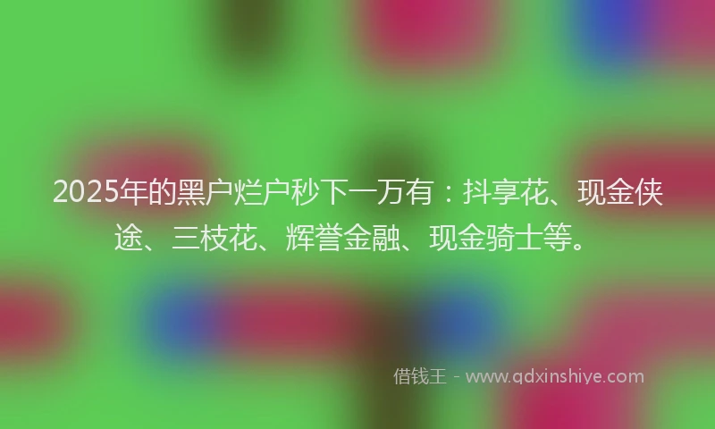 2025年的黑户烂户秒下一万有：抖享花、现金侠途、三枝花、辉誉金融、现金骑士等。