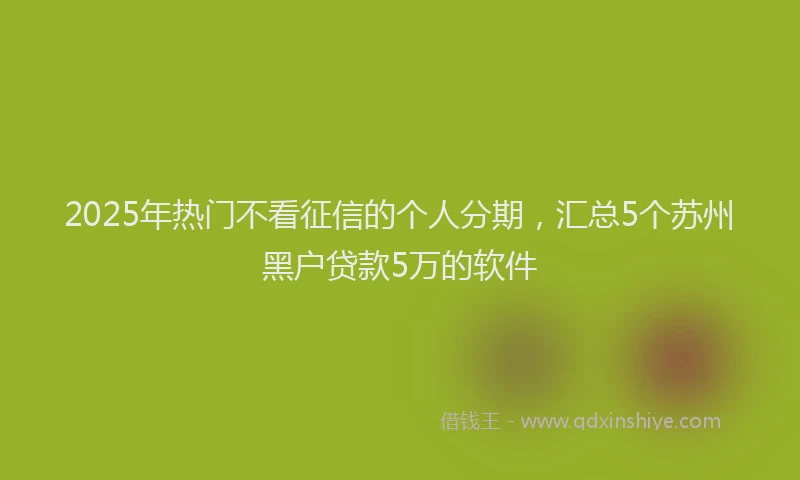 2025年热门不看征信的个人分期，汇总5个苏州黑户贷款5万的软件