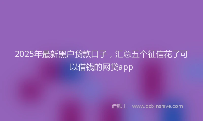 2025年最新黑户贷款口子，汇总五个征信花了可以借钱的网贷app