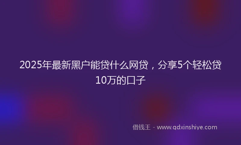 2025年最新黑户能贷什么网贷，分享5个轻松贷10万的口子