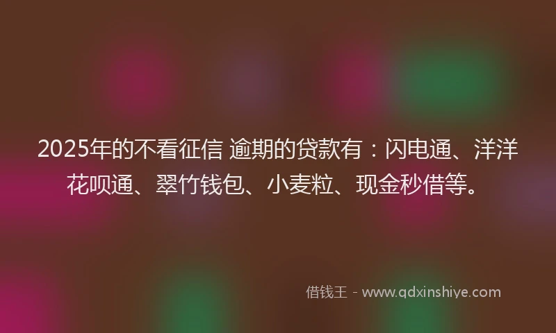 2025年的不看征信 逾期的贷款有：闪电通、洋洋花呗通、翠竹钱包、小麦粒、现金秒借等。
