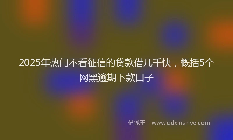 2025年热门不看征信的贷款借几千快,概括5个网黑逾期下款口子