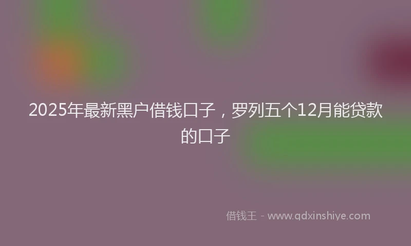2025年最新黑户借钱口子，罗列五个12月能贷款的口子