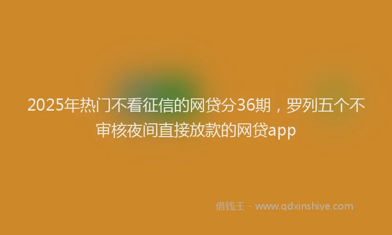 2025年热门不看征信的网贷分36期，罗列五个不审核夜间直接放款的网贷app