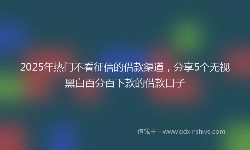 2025年热门不看征信的借款渠道，分享5个无视黑白百分百下款的借款口子