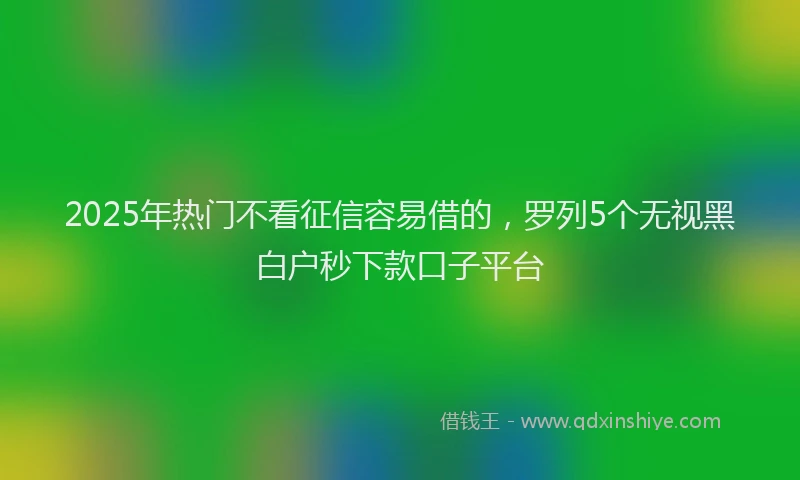 2025年热门不看征信容易借的，罗列5个无视黑白户秒下款口子平台