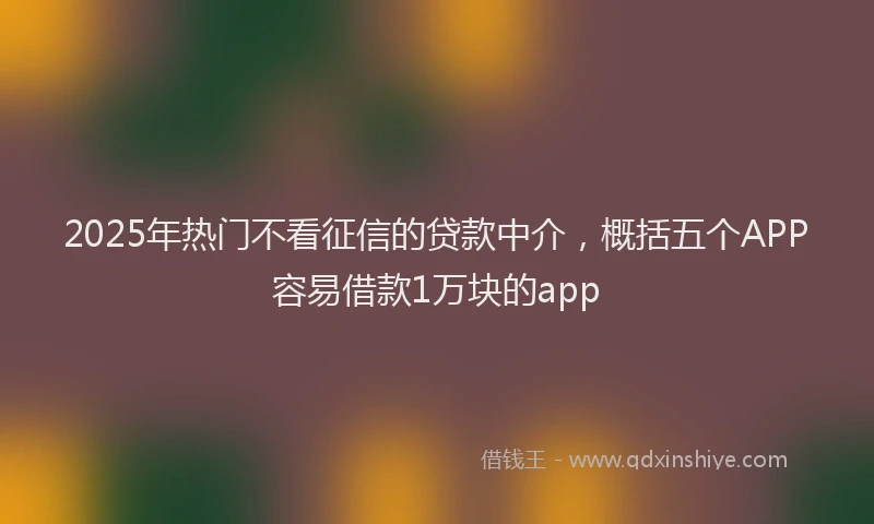 2025年热门不看征信的贷款中介,概括五个APP容易借款1万块的app