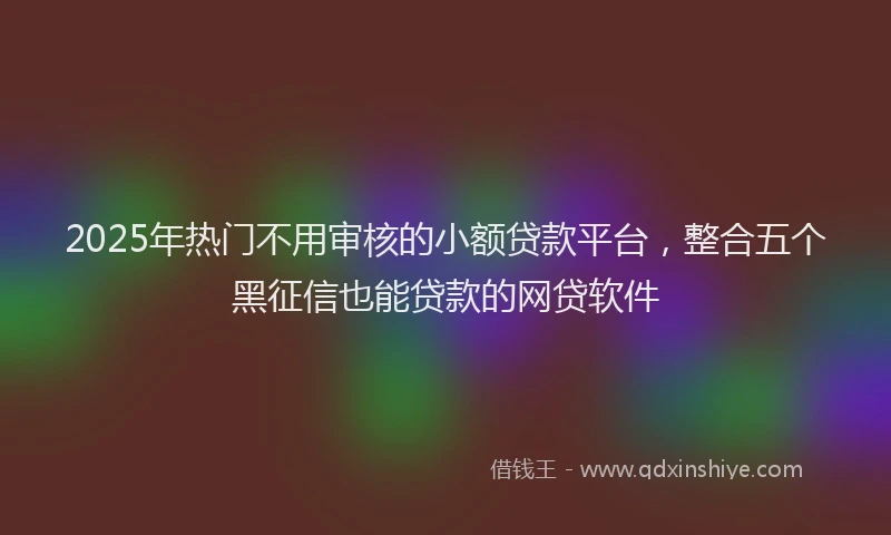 2025年热门不用审核的小额贷款平台,整合五个黑征信也能贷款的网贷软件