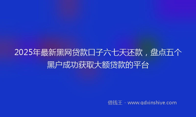 2025年最新黑网贷款口子六七天还款，盘点五个黑户成功获取大额贷款的平台