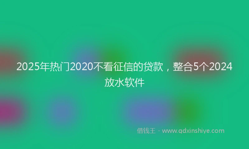 2025年热门2020不看征信的贷款，整合5个2024放水软件