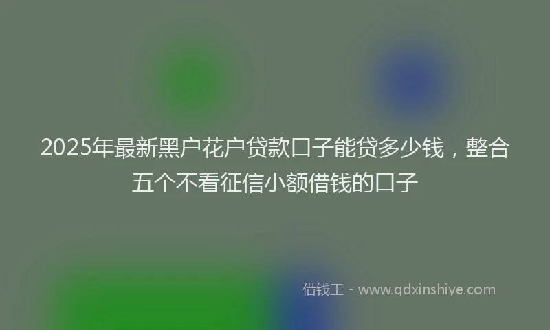 2025年最新黑户花户贷款口子能贷多少钱，整合五个不看征信小额借钱的口子