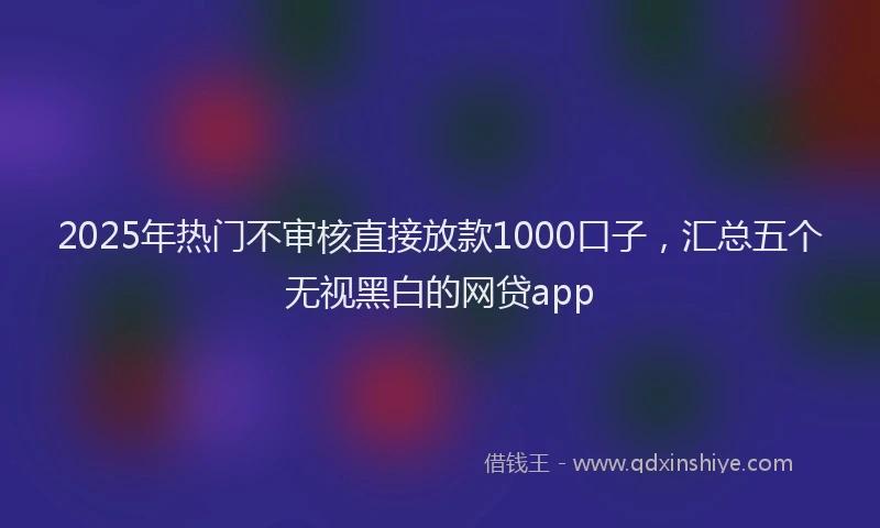 2025年热门不审核直接放款1000口子，汇总五个无视黑白的网贷app