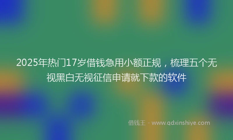 2025年热门17岁借钱急用小额正规，梳理五个无视黑白无视征信申请就下款的软件
