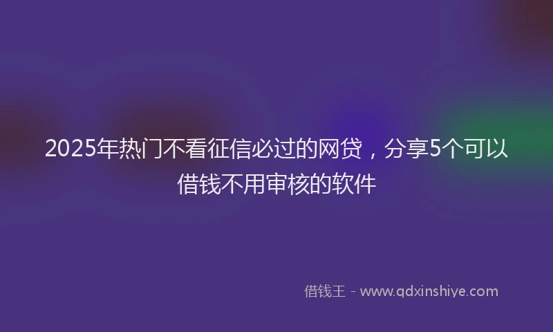 2025年热门不看征信必过的网贷，分享5个可以借钱不用审核的软件