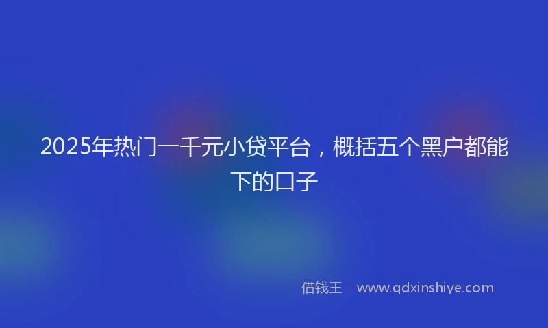 2025年热门一千元小贷平台，概括五个黑户都能下的口子